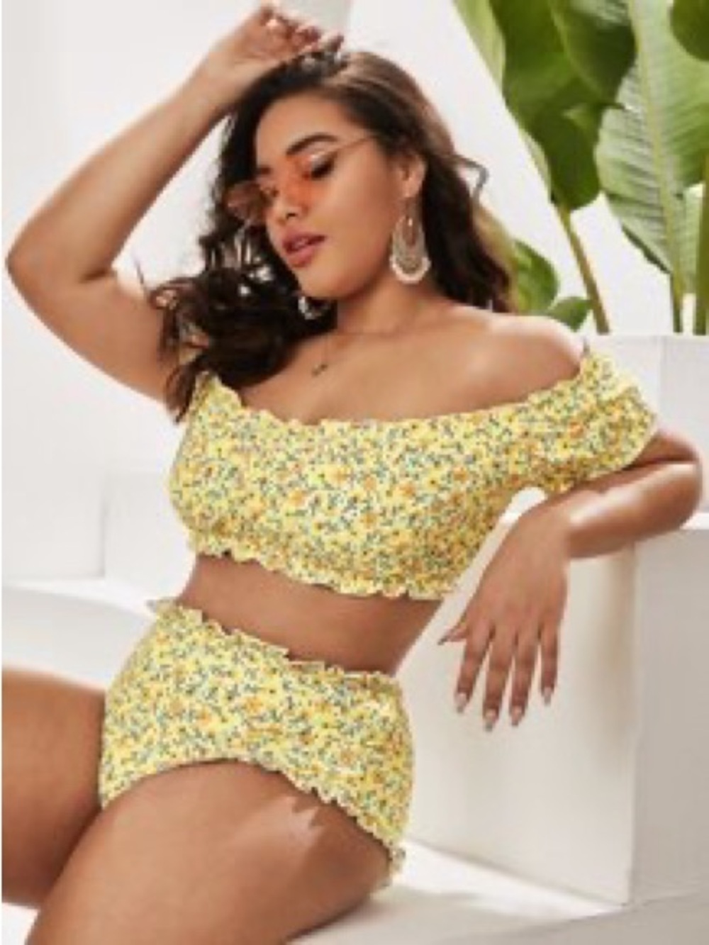 SHEIN Yellow Floral Ruffle Bikini Set - Picture 10 of 10